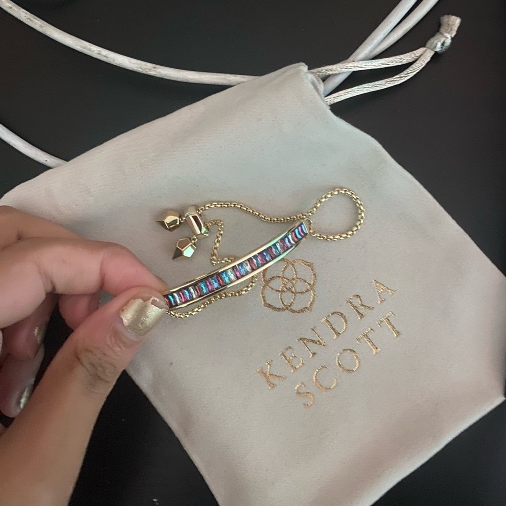 Kendra Scott Jack Adjustable Gold Chain Bracelet in Multi Crystal